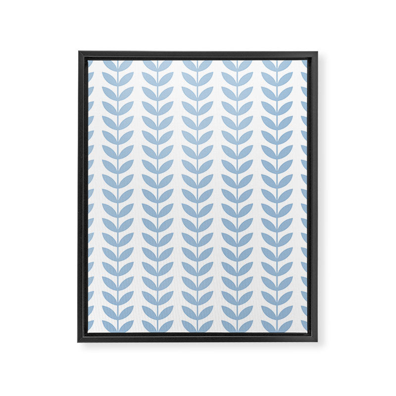 Pale Blue Scandinavian leaves pattern Framed Canvas Print Gallery Image 8