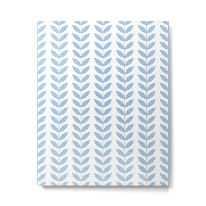 Pale Blue Scandinavian leaves pattern Metal Print Gallery Image 1
