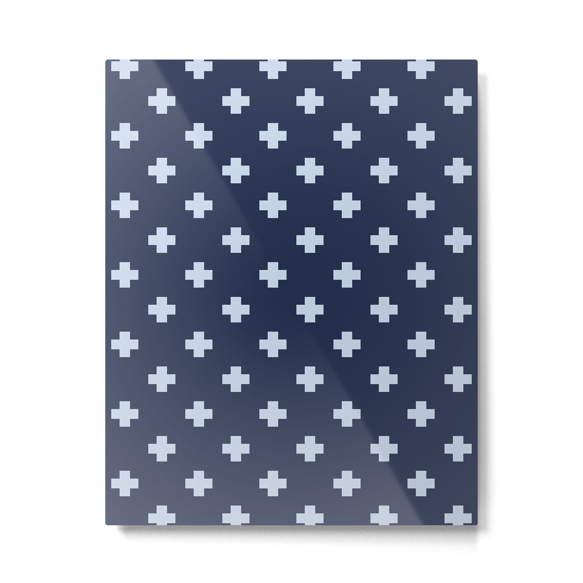 Pale Blue Swiss Cross Pattern on Navy Blue background Metal Print Gallery Image 6