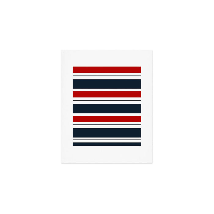 Red and Navy Blue Horizontal Stripes Art Print Gallery Image 1