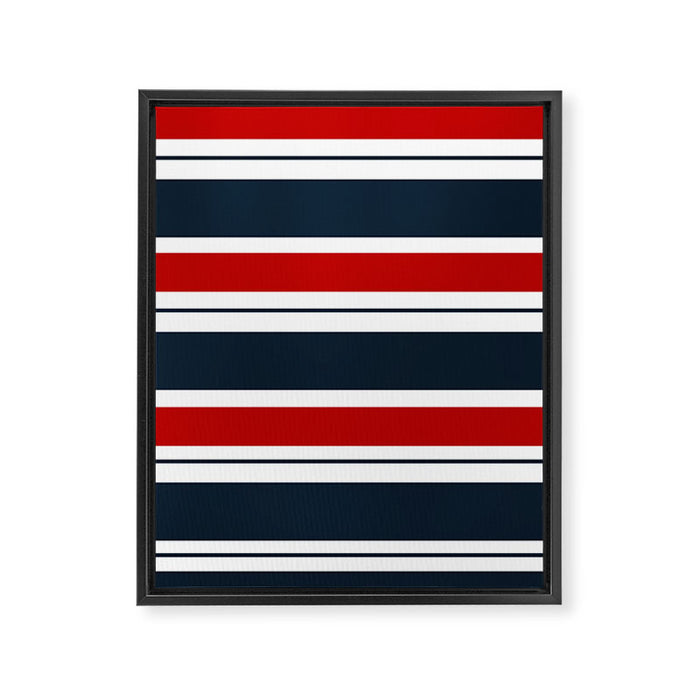 Red and Navy Blue Horizontal Stripes Framed Canvas Print Gallery Image 1