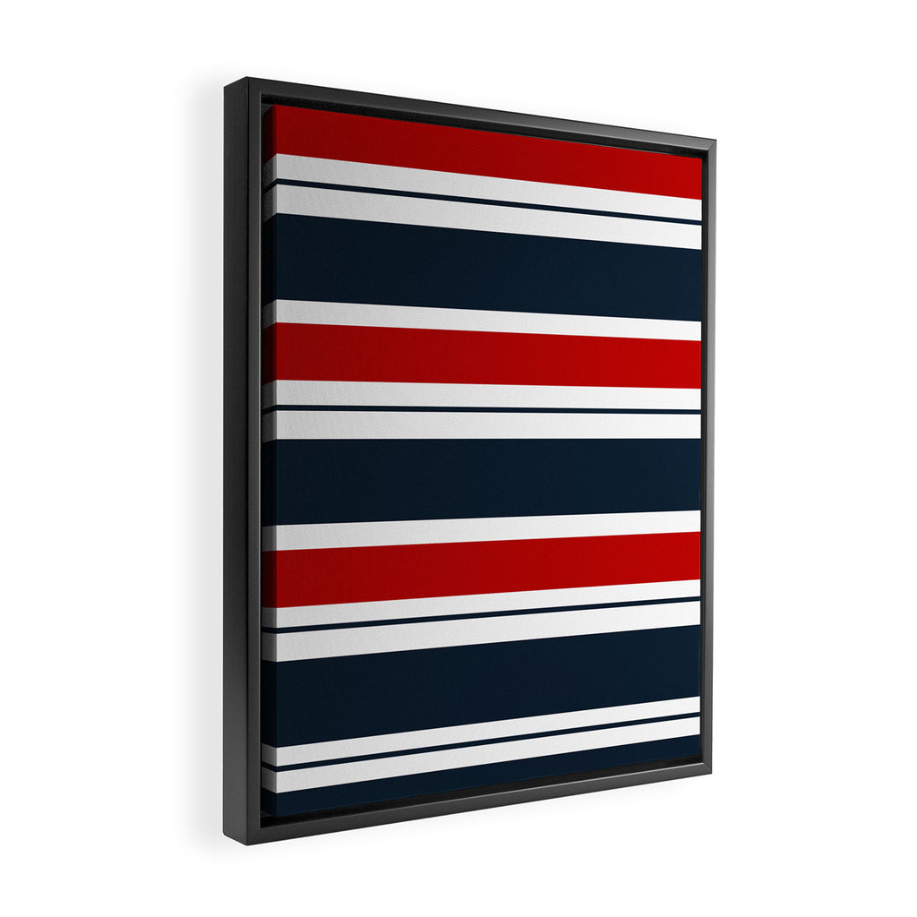 Red and Navy Blue Horizontal Stripes Framed Canvas Print Gallery Image 2
