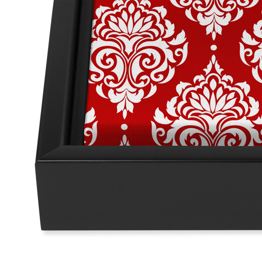 Red Damask Framed Canvas Print Gallery Image 3