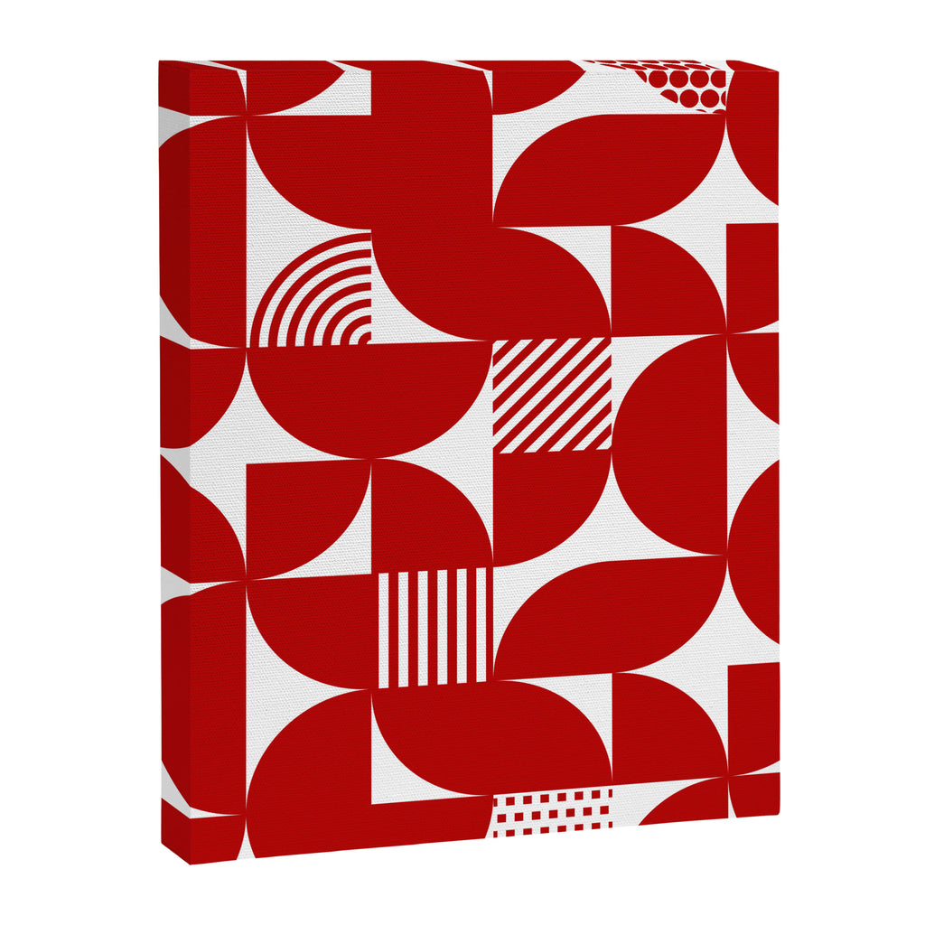 Red Mid Century Bauhaus Semi Circle Pattern Canvas Print Gallery Image 8