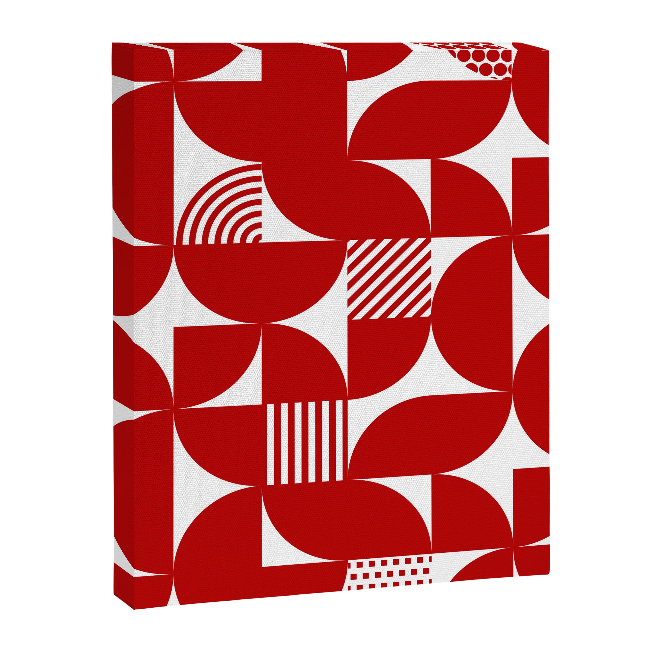 Red Mid Century Bauhaus Semi Circle Pattern Canvas Print Gallery Image 8