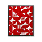Red Mid Century Bauhaus Semi Circle Pattern Framed Canvas Print Gallery Image 8