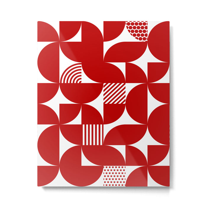 Red Mid Century Bauhaus Semi Circle Pattern Metal Print Gallery Image 1