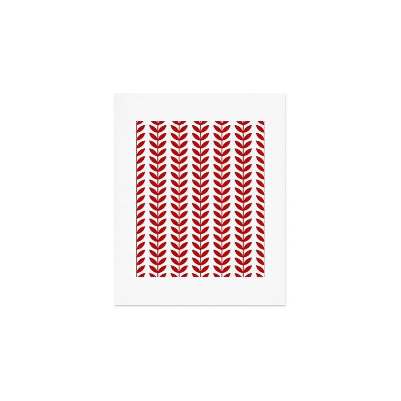 Red Scandinavian leaves pattern Art Print Gallery Image 1