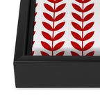 Red Scandinavian leaves pattern Framed Canvas Print Gallery Image 3