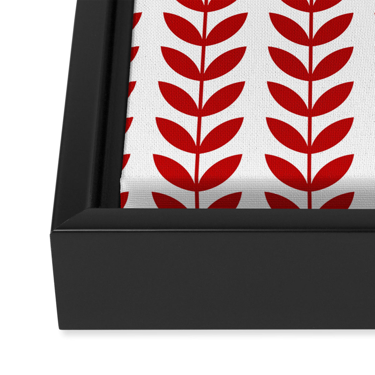 Red Scandinavian leaves pattern Framed Canvas Print Gallery Image 3