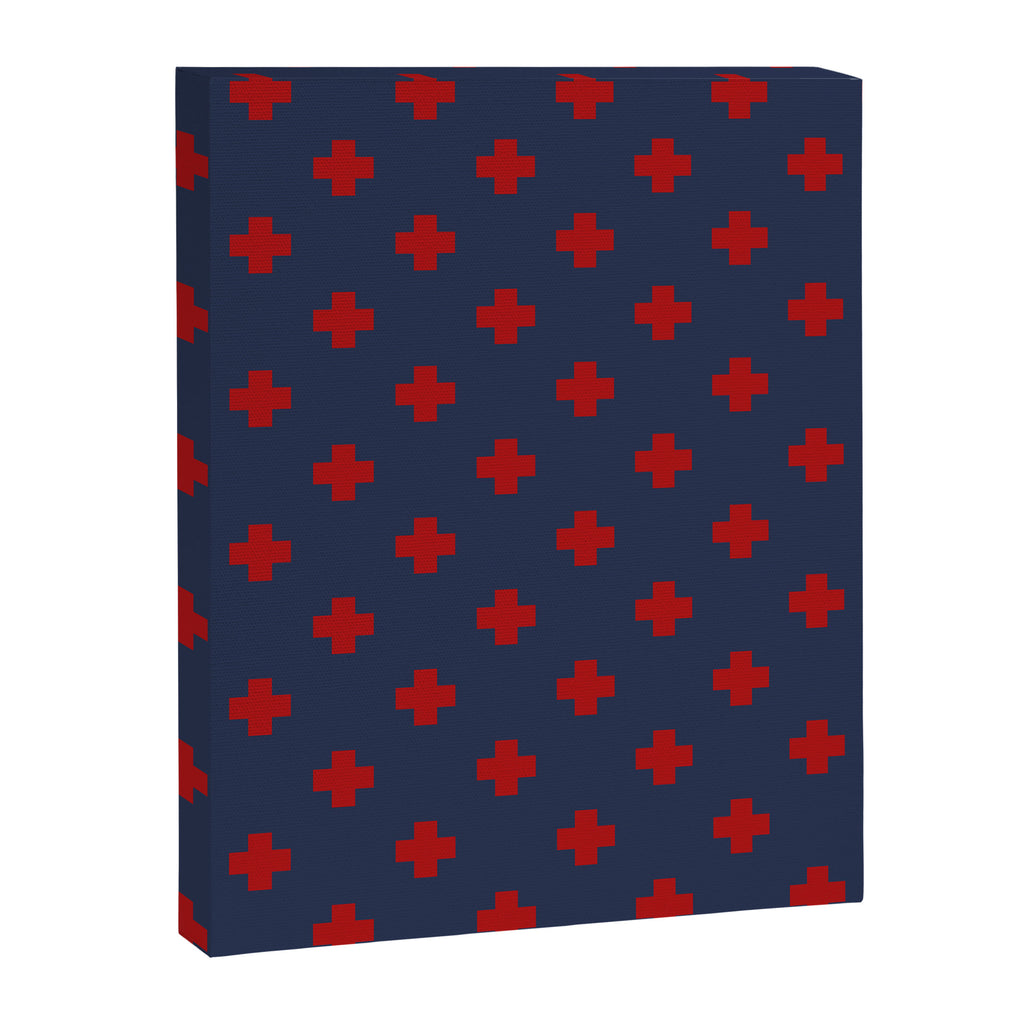Red Swiss Cross Pattern on Navy Blue background Canvas Print Gallery Image 8