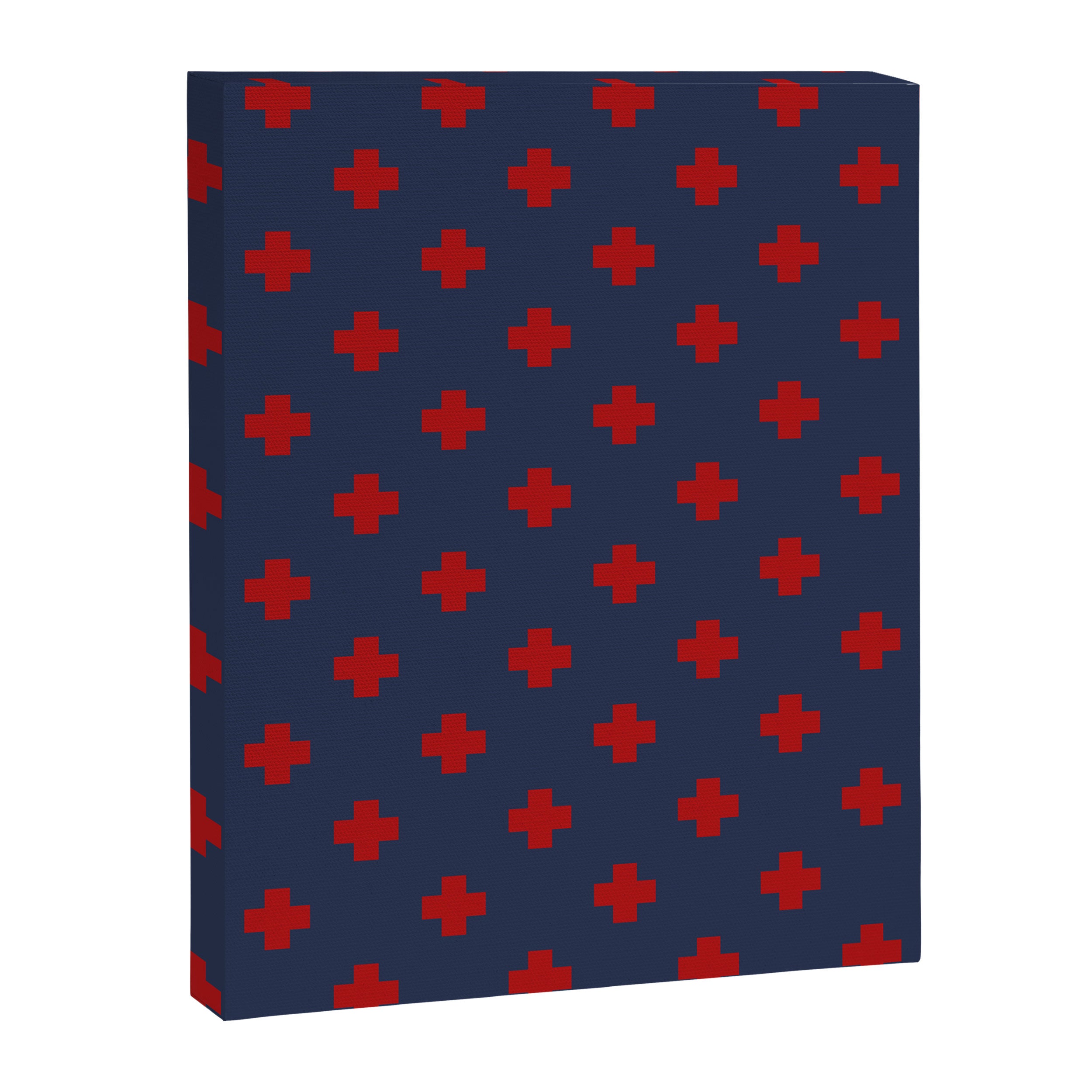Red Swiss Cross Pattern on Navy Blue background Canvas Print Gallery Image 8