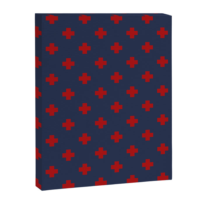 Red Swiss Cross Pattern on Navy Blue background Canvas Print Gallery Image 1