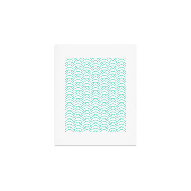 Seafoam Blue Japanese wave pattern Art Print Gallery Image 1
