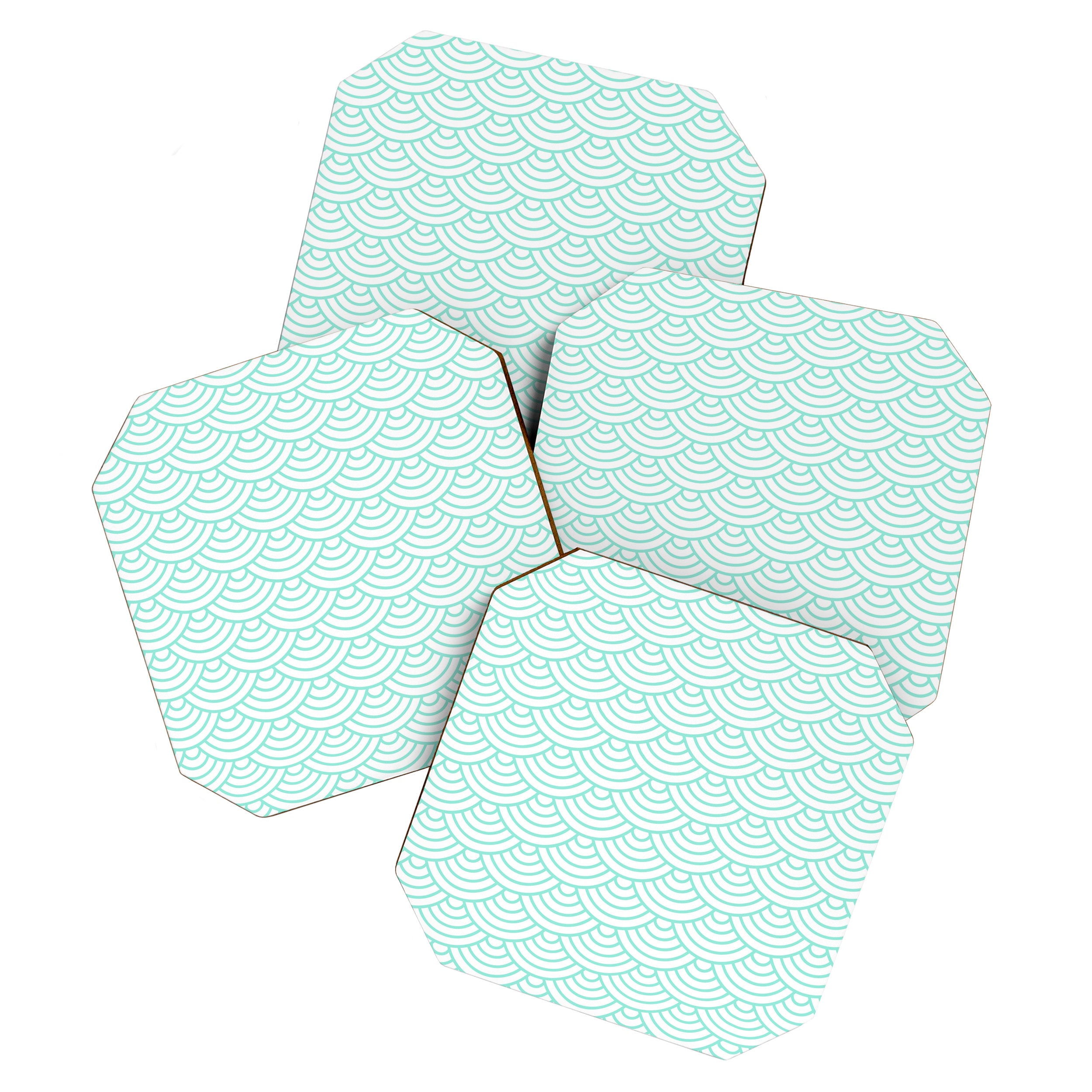 Seafoam Blue Japanese wave pattern Coaster Gallery Image 1
