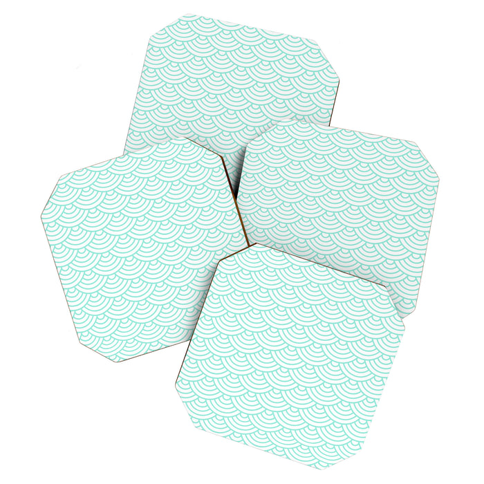 Seafoam Blue Japanese wave pattern Coaster Gallery Image 1