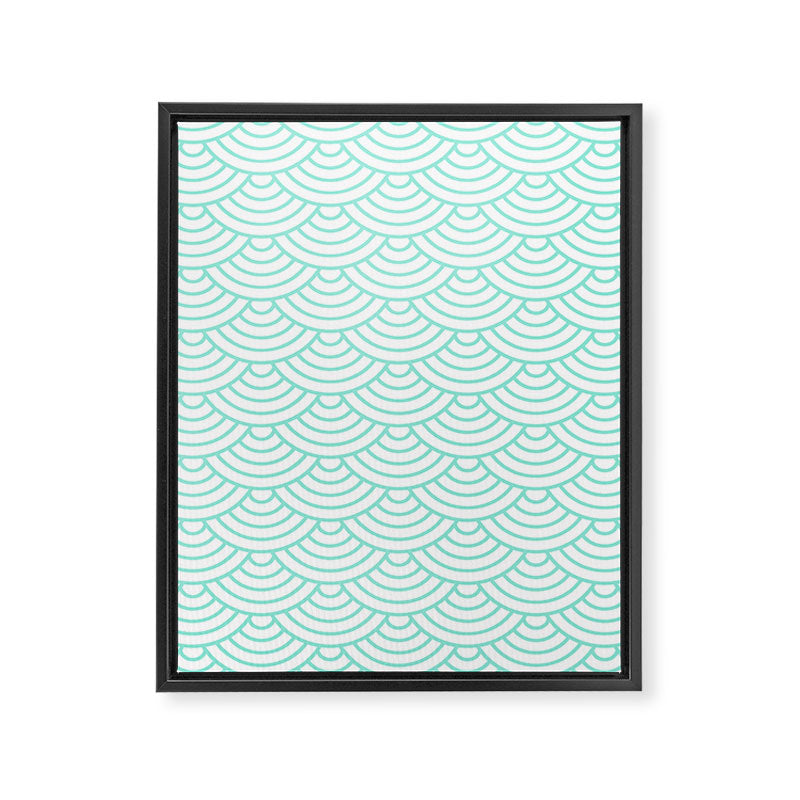 Seafoam Blue Japanese wave pattern Framed Canvas Print Gallery Image 8