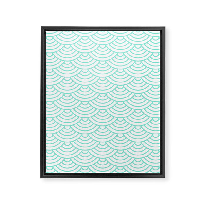 Seafoam Blue Japanese wave pattern Framed Canvas Print Gallery Image 1