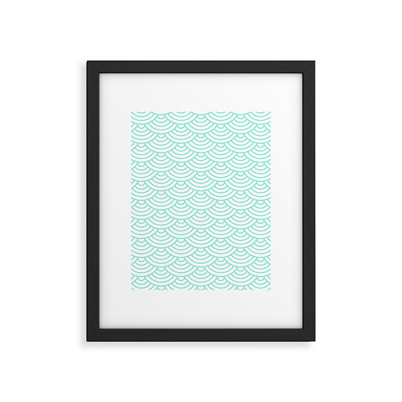 Seafoam Blue Japanese wave pattern Framed Art Print Gallery Image 6