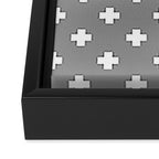White Swiss Cross Pattern on Light Grey background Framed Canvas Print Gallery Image 3