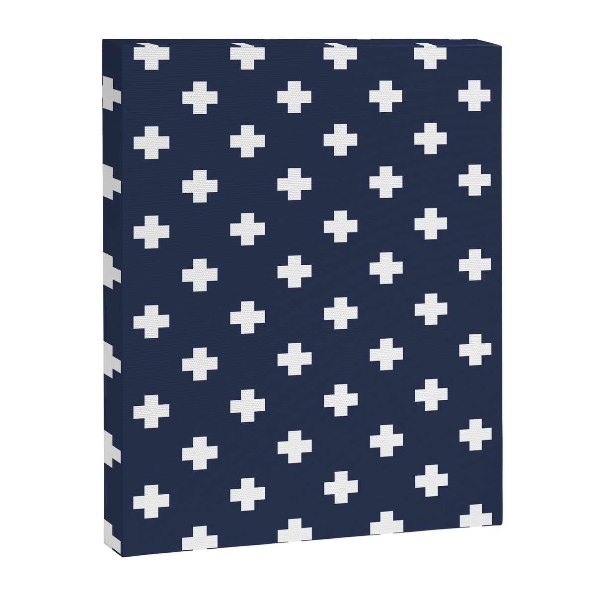 White Swiss Cross Pattern on Navy Blue background Canvas Print Gallery Image 8