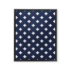 White Swiss Cross Pattern on Navy Blue background Framed Canvas Print Gallery Image 8