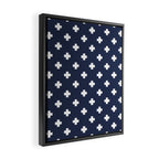 White Swiss Cross Pattern on Navy Blue background Framed Canvas Print Gallery Image 2