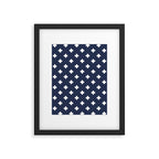 White Swiss Cross Pattern on Navy Blue background Framed Art Print Gallery Image 6