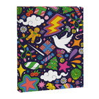 60s 70s psychedelic Modern Christmas Confetti Pattern Canvas Print Gallery Image 6