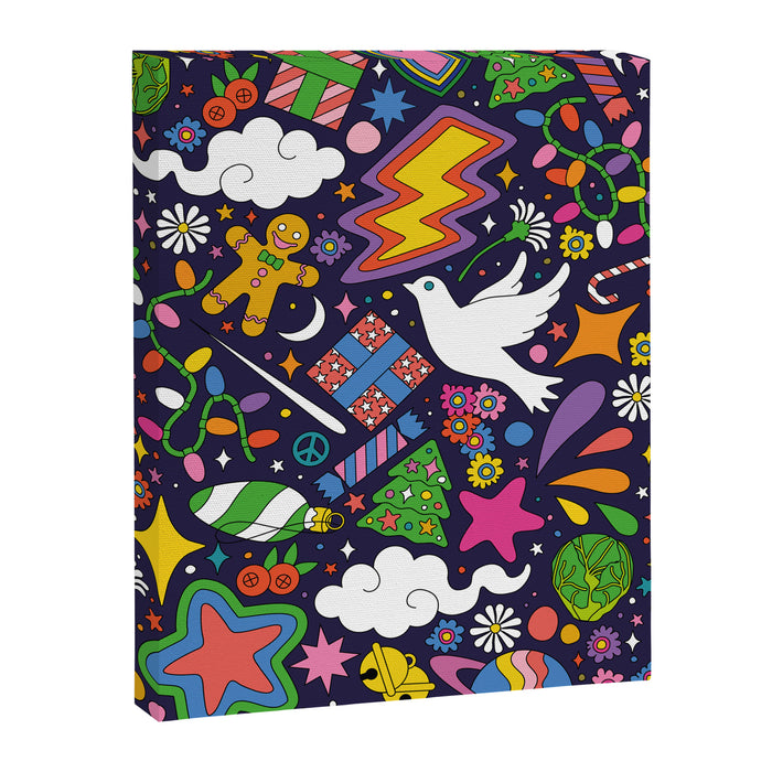 60s 70s psychedelic Modern Christmas Confetti Pattern Canvas Print Gallery Image 1