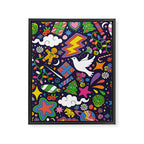 60s 70s psychedelic Modern Christmas Confetti Pattern Framed Canvas Print Gallery Image 6