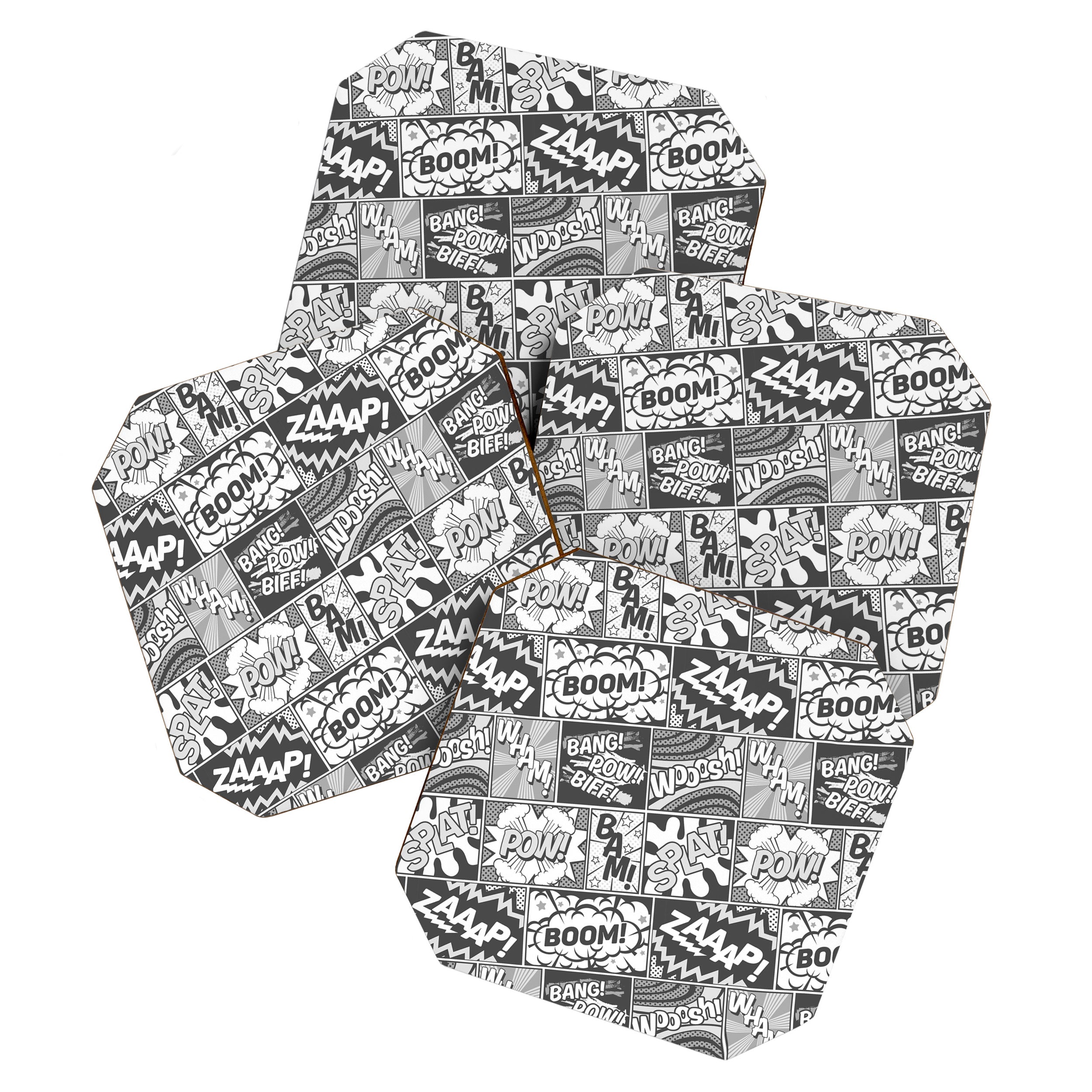 Black and White Modern Comic Book Superhero Pattern Color Colour Cartoon Lichtenstein Pop Art Coaster Gallery Image 1