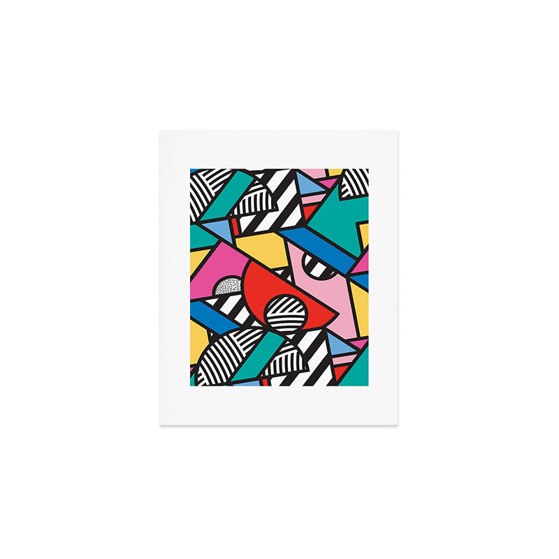 Colorful Memphis Milano Modern Geometric Shapes - 80s 90s retro electroclash pop art Aztec Art Print Gallery Image 1
