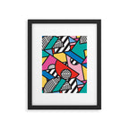 Colorful Memphis Milano Modern Geometric Shapes - 80s 90s retro electroclash pop art Aztec Framed Art Print Gallery Image 5