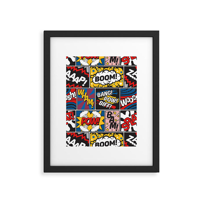 Modern Comic Book Superhero Pattern Color Colour Cartoon Lichtenstein Pop Art Framed Art Print Gallery Image 1