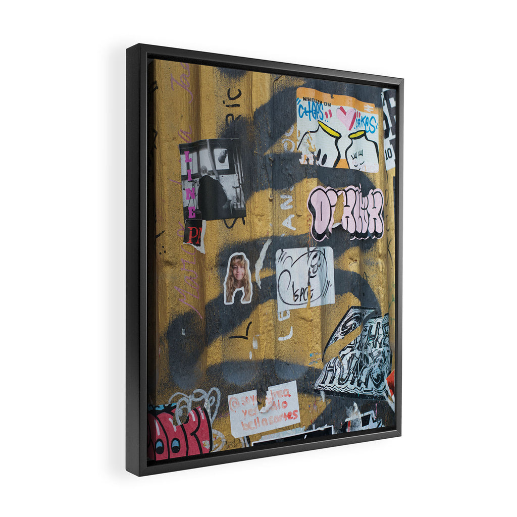 graffiti on the wall Framed Canvas Print Gallery Image 2