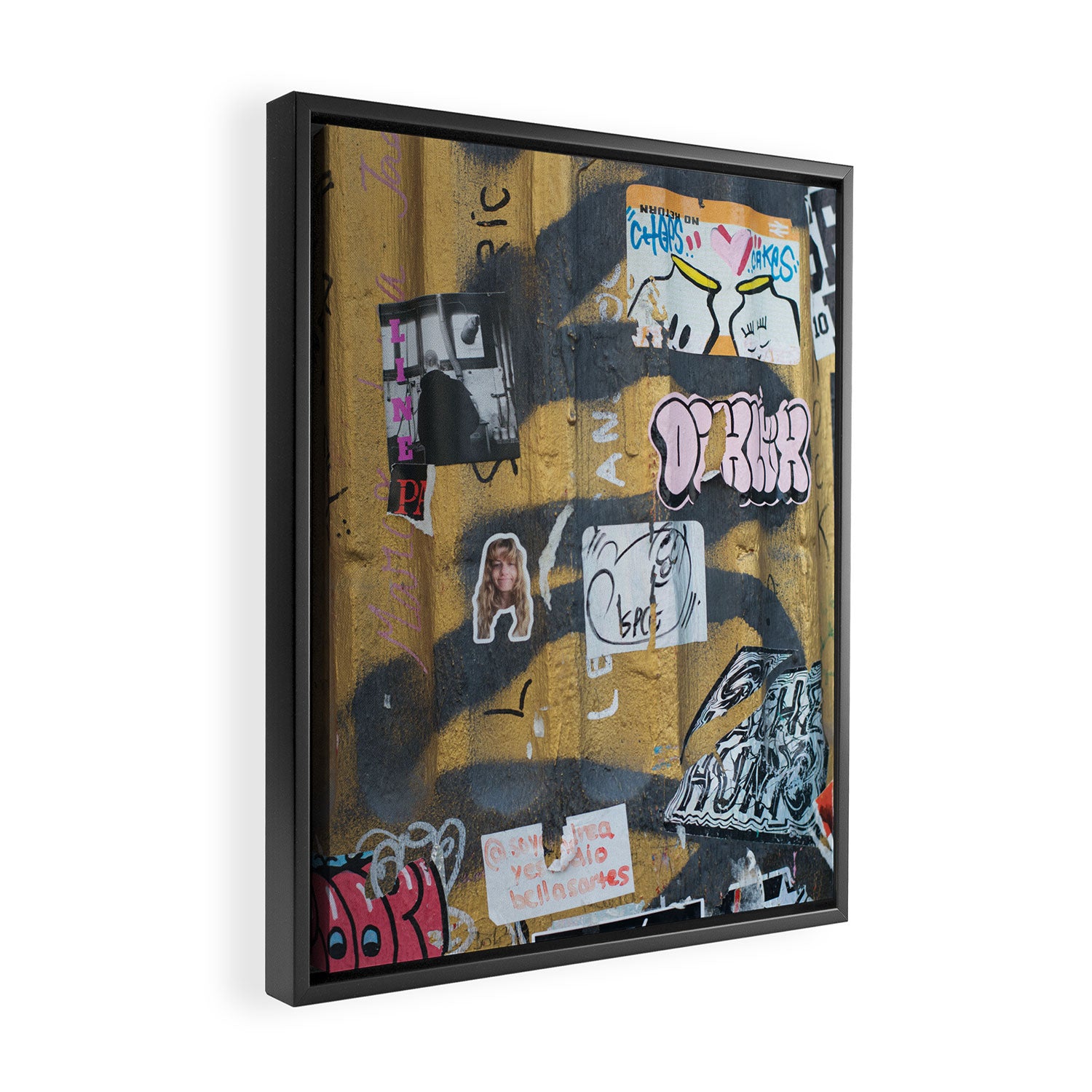 graffiti on the wall Framed Canvas Print Gallery Image 2