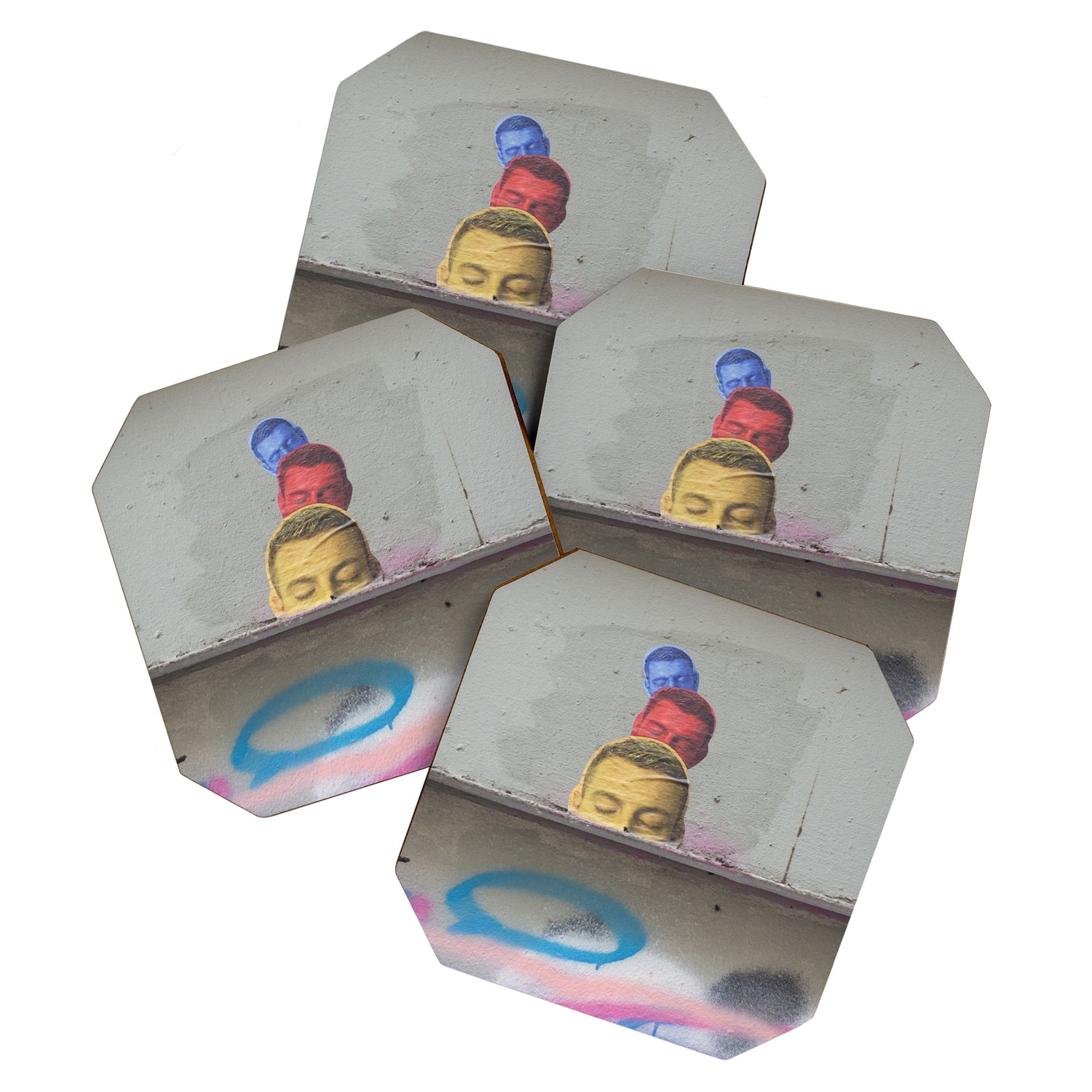 Layered Street Art Portrait Coaster Gallery Image 1