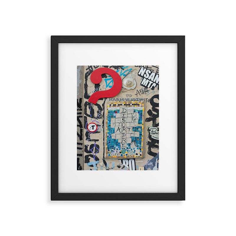 Red question mark on a wall Framed Art Print Gallery Image 5
