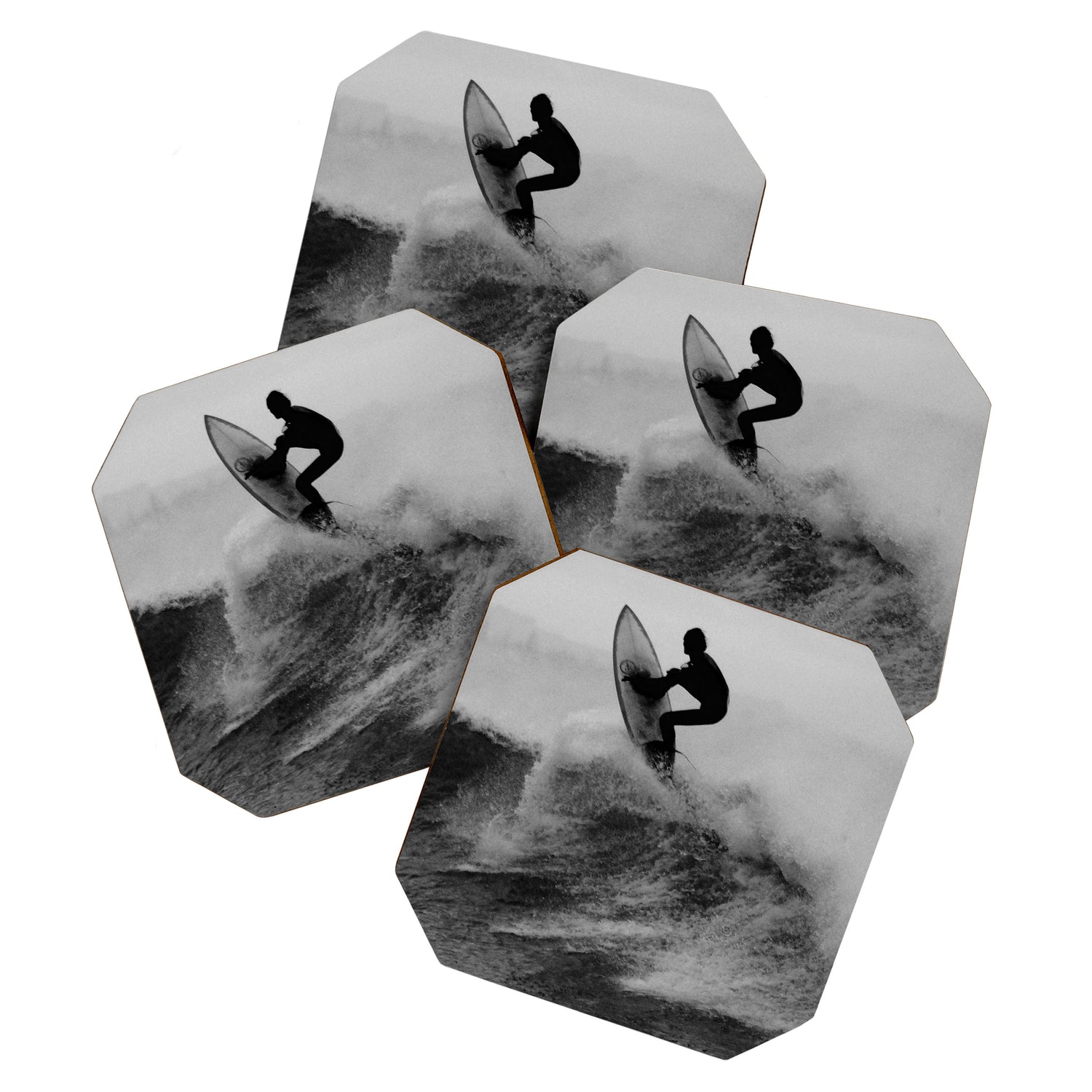 Surf black white Coaster Gallery Image 1