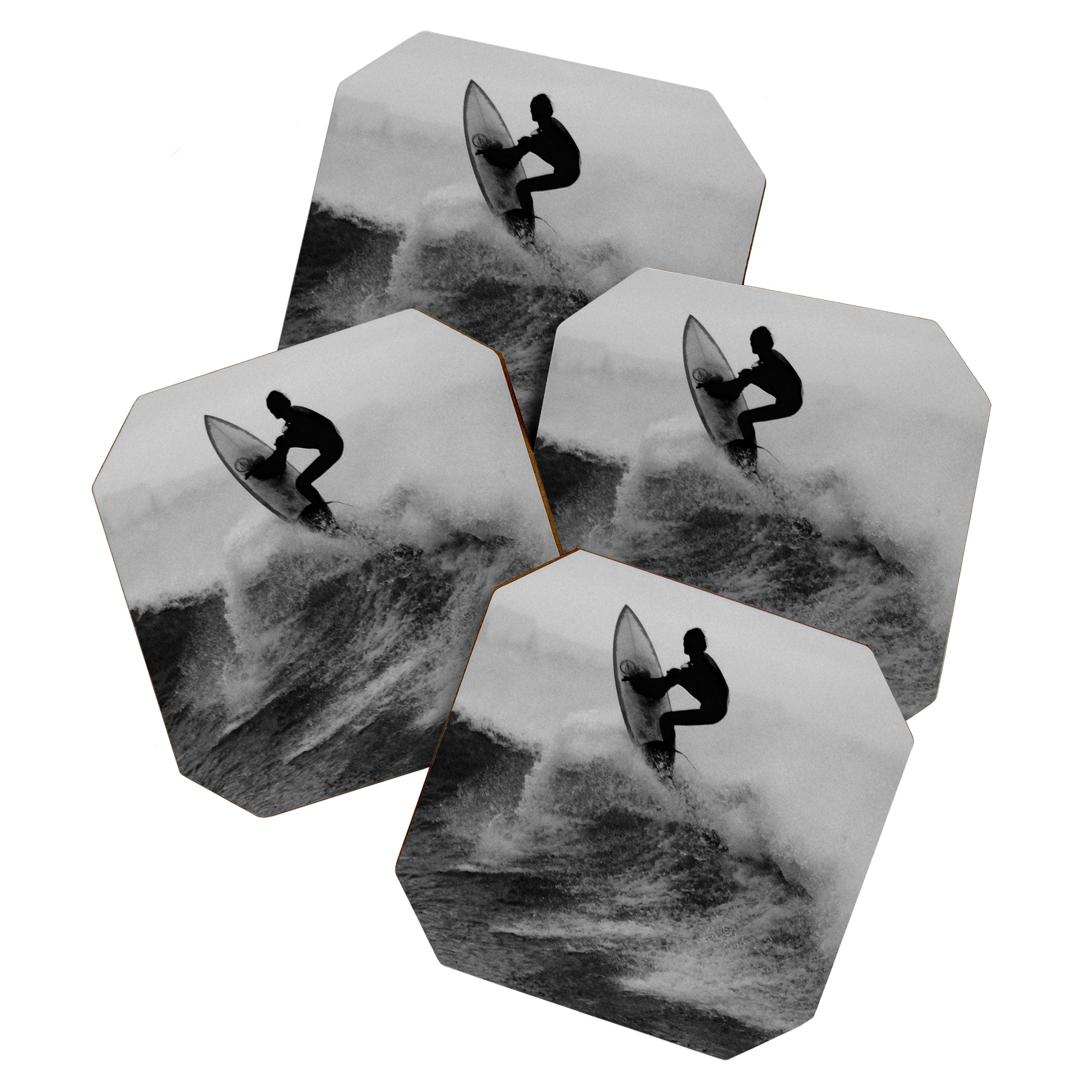 Surf black white Coaster Gallery Image 1