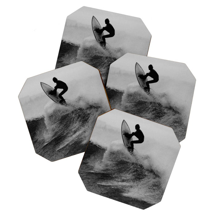 Surf black white Coaster Gallery Image 1