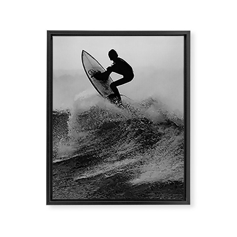 Surf black white Framed Canvas Print Gallery Image 6