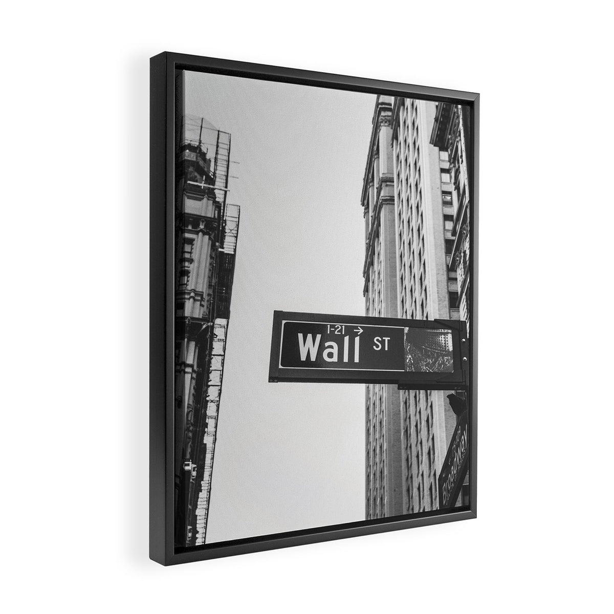 Wall street bw Framed Canvas Print Gallery Image 2