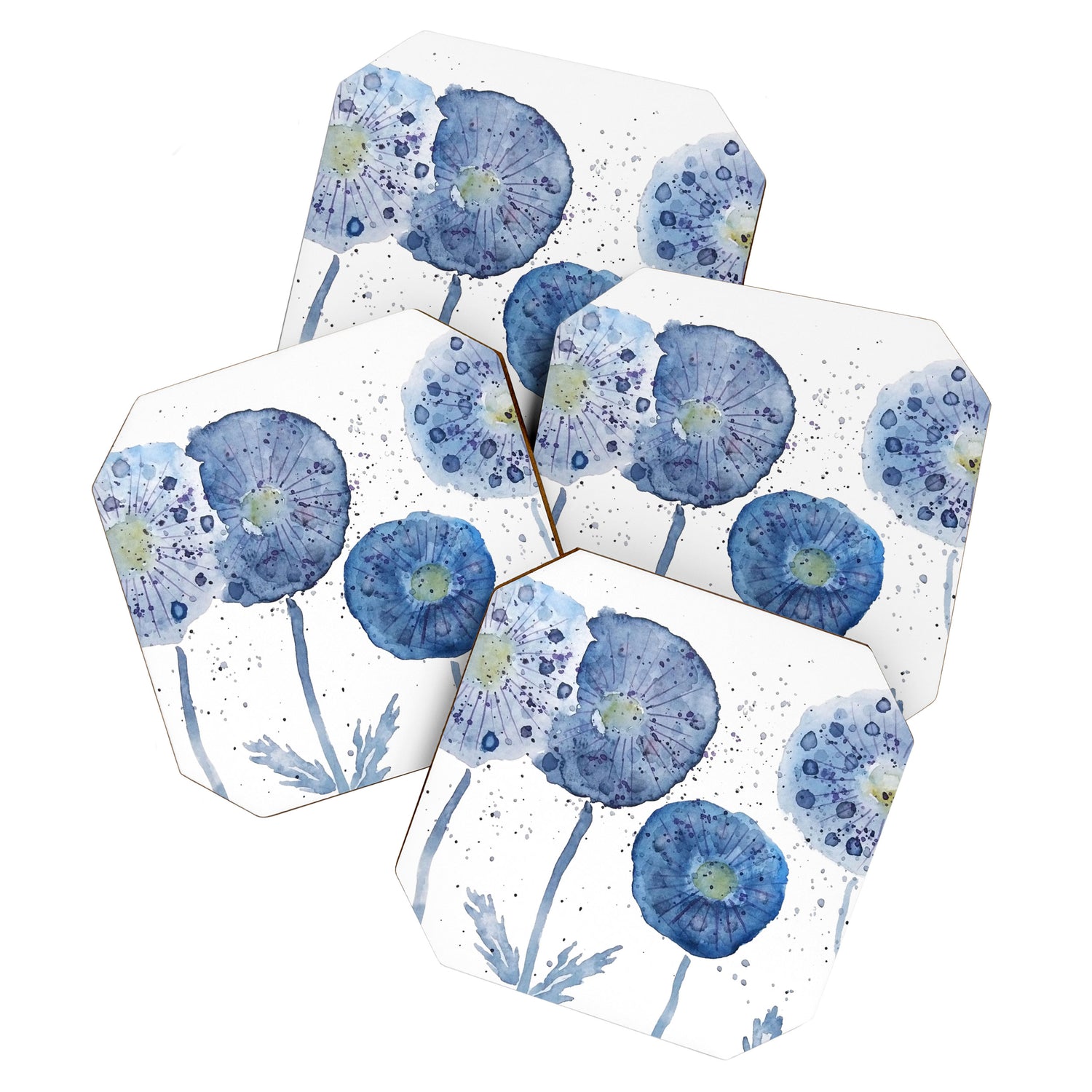 4 indigo abstract dandelion 2 Coaster Gallery Image 1
