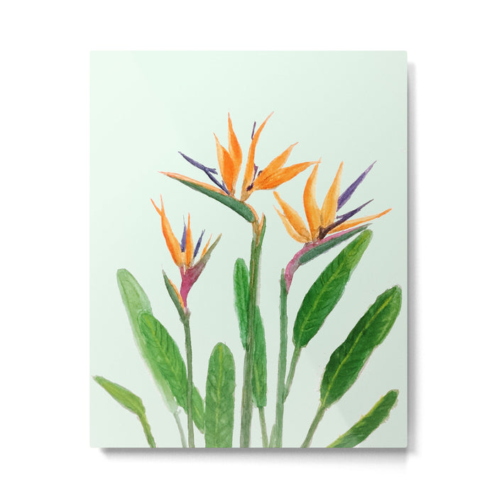 bird of paradise flower painting Metal Print Gallery Image 1