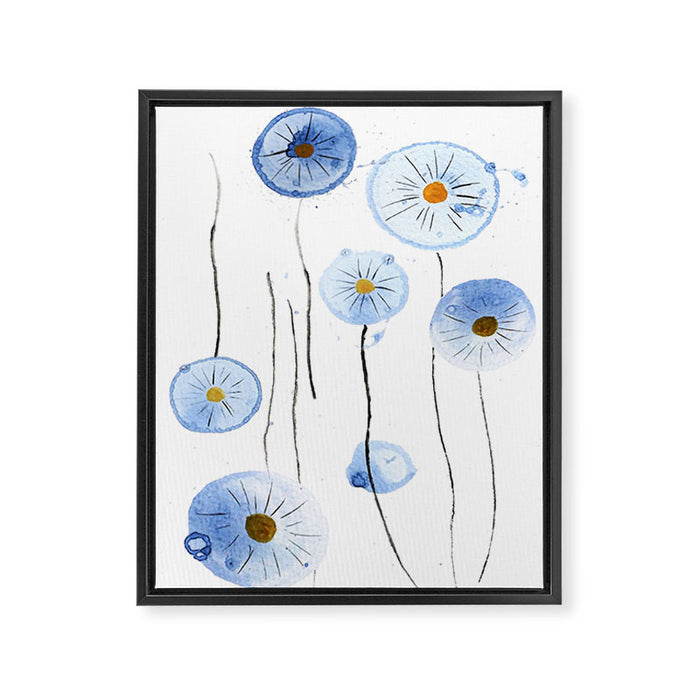 blue abstract dandelion 2 Framed Canvas Print Gallery Image 1