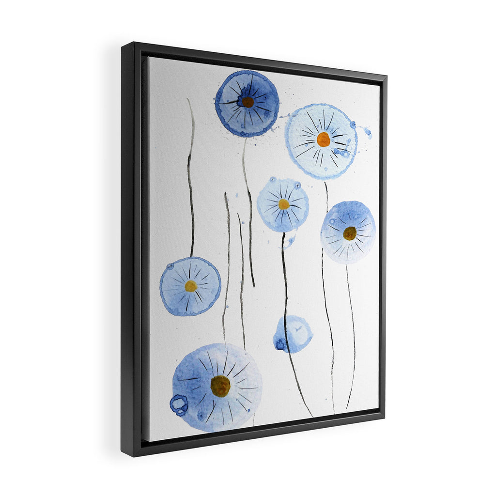 blue abstract dandelion 2 Framed Canvas Print Gallery Image 2