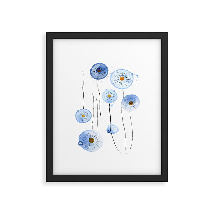 blue abstract dandelion 2 Framed Art Print Gallery Image 1