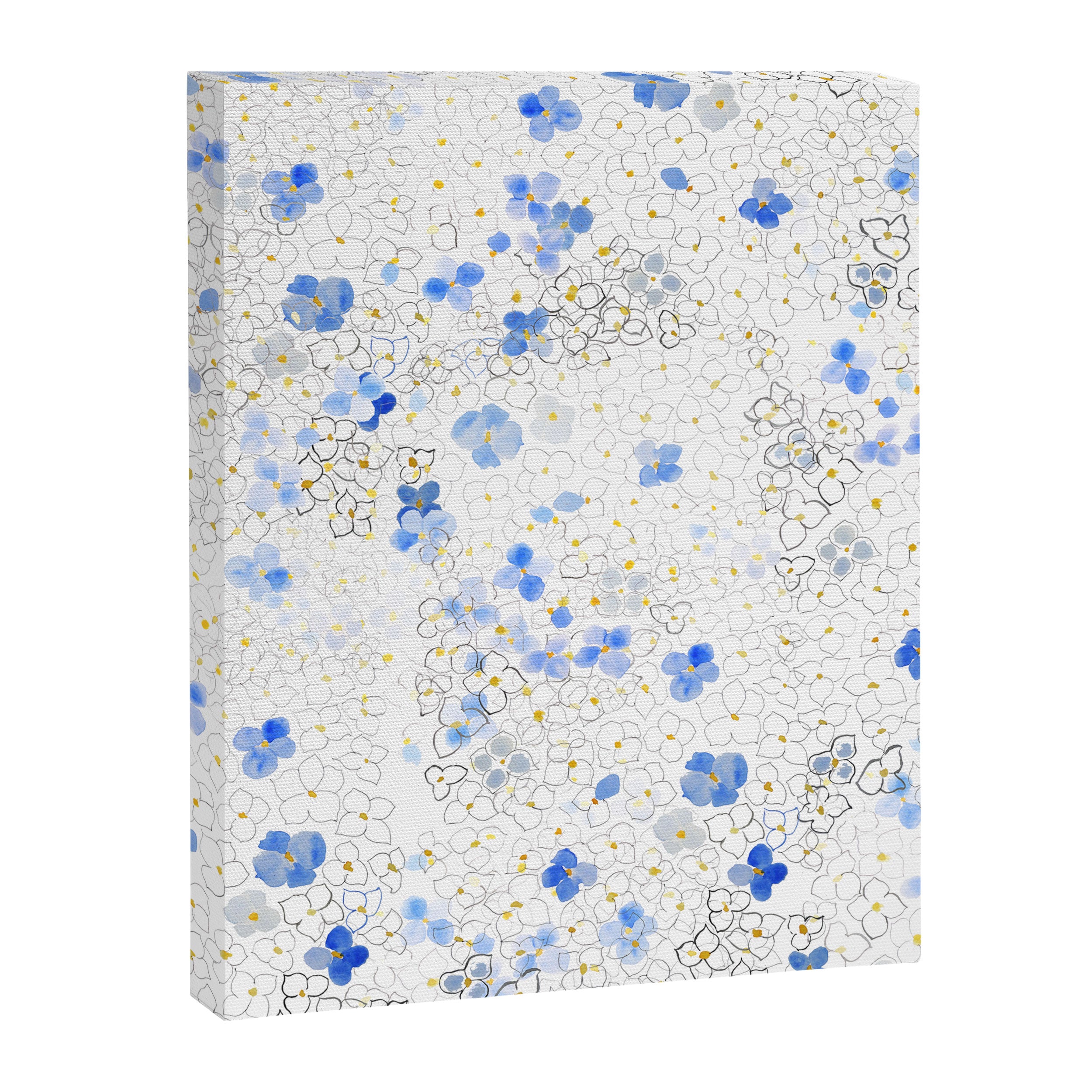 blue abstract hydrangea pattern Canvas Print Gallery Image 6